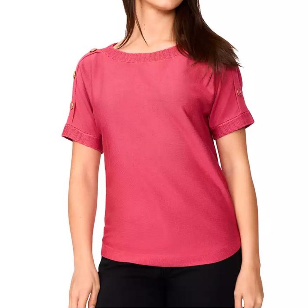NWT Melissa Paige S/S Top Size XS Baroque Rose Light-weight Sweater X-Small